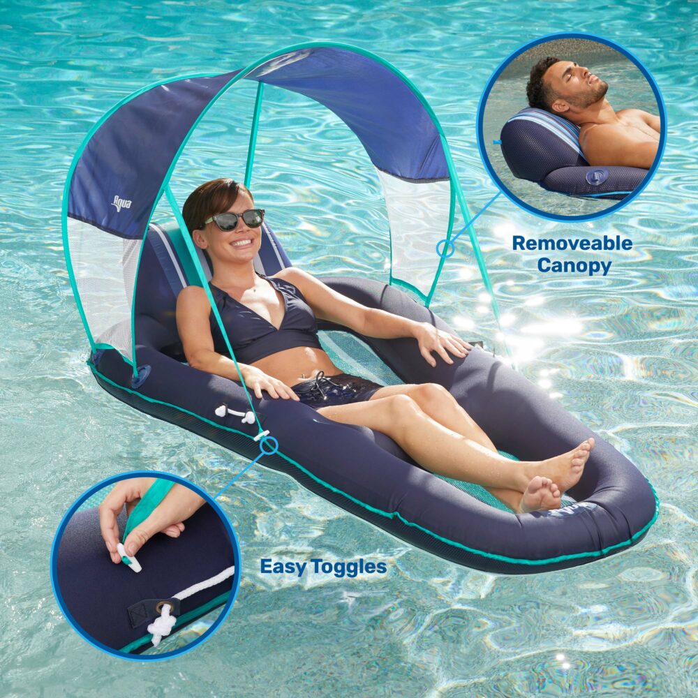 Luxury Lounge with Removable Canopy | Inflatable Pool Float Lounge