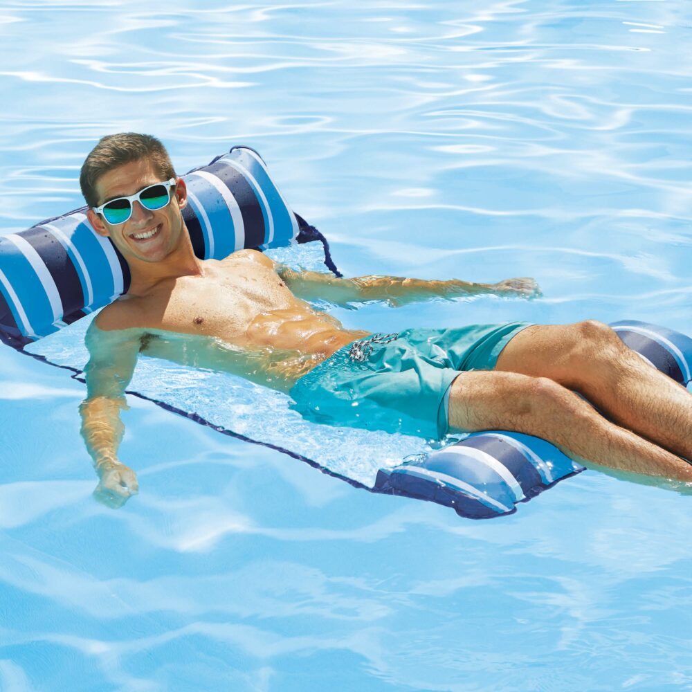 Multipurpose 4 in 1 Monterey Hammock Inflatable Pool Float Navy White Stripe for sale online 