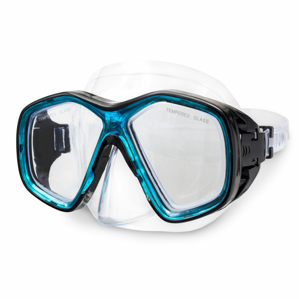Markena Tempered Glass Dive Mask in blue/black